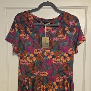 Peruvian Connection Barranco Floral Short Sleeve Dress